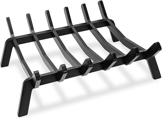Fireplace Grate 17in Heavy Duty, Small Fire Grate for Inside Fireplace, Firewood Log Rack Holder, Fireplace Accessories, Chimney Hearth Wood Stove Burning Indoor, 6 Bars Fire Pit Grate for Outdoor