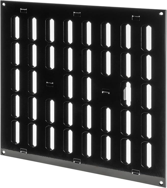 Repa Market 12" x 12" Inch (Outer Dimensions) Black Adjustable Air Vent Cover - Indoor Outdoor Metal Grille - Heating Cooling Ventilation for Home Garage Shed - Open and Close Register (11.81 x 11.81)