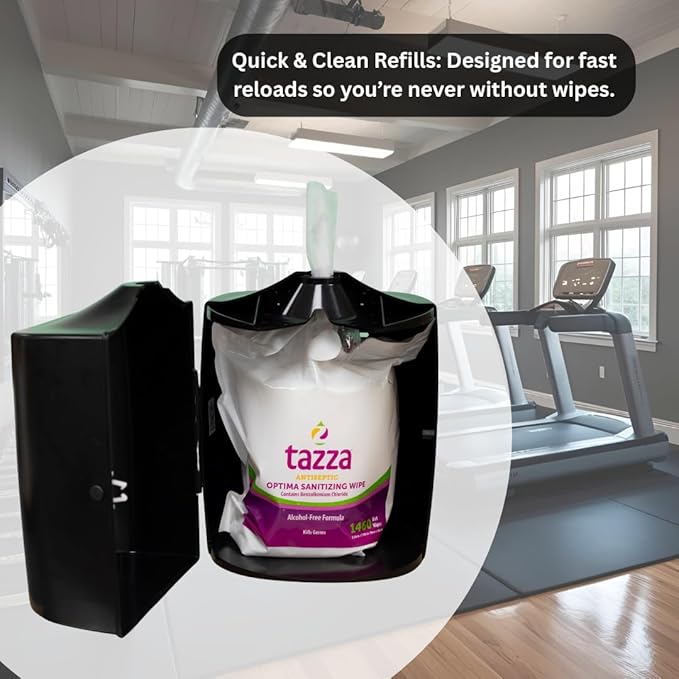 Wall-Mounted Sanitizing Wipe Dispenser – Easy to Install & Refill, Sleek Design for Gyms, Studios & Commercial Spaces