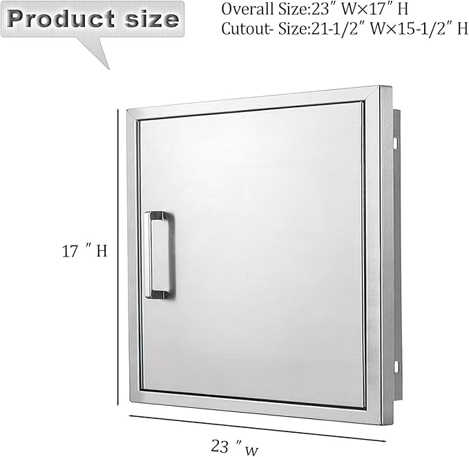 Outdoor Kitchen Door, 23 "W17 H Outdoor Kitchen Access Door, Stainless Steel Barbecue Single Door, Can Be Used for Outdoor Kitchen Island Or Outdoor Kitchen