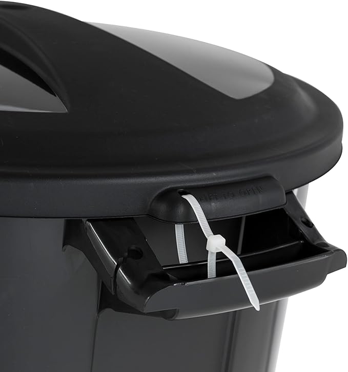 United Solution 20 Gallon Round Waste Container, Black, Easy to Carry Garbage Can with Sturdy Construction, Pass-Through Handles & Attachable Click Lock Lid, Indoor or Outdoor Use, 2-Pack, (TI0087)