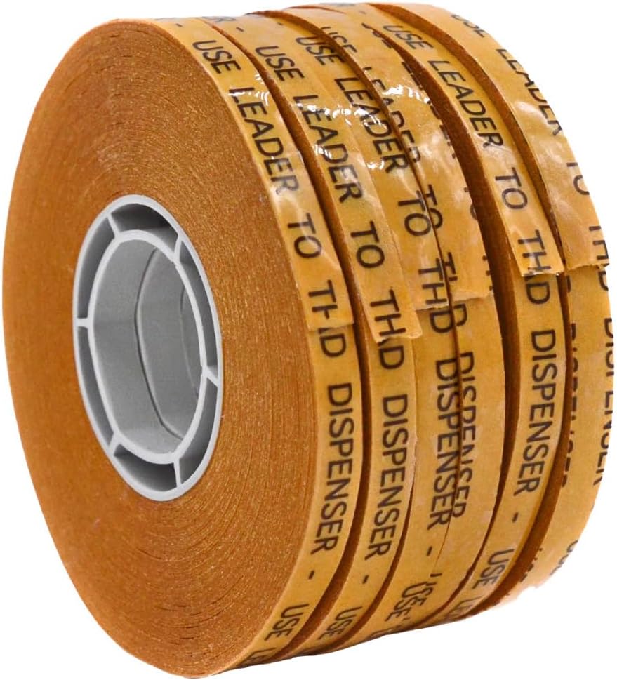 WOD General Purpose ATG Tape, 1/4 inch x 36 yds. (Set of 6 Rolls) Adhesive Transfer Tape Glider Refill Rolls Clear Adhesive on Gold Liner (Acid Free) RWATG20