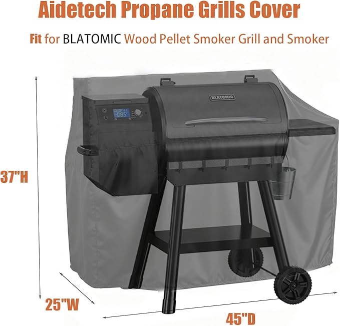 Grill Cover for BLATOMIC Wood Pellet Smoker Grill and Smoker, Waterproof Outdoor BBQ Grills Covers - 25" D x 45" W x 37" H