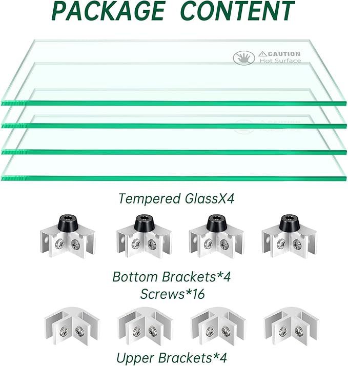 Fire Pit Wind Guard: 15" x 15" x 7" Square Glass Wind Guard for Outdoor Propane/Natural Gas Fire Pit Table, Clear Tempered Glass and Hard Aluminum Corner Brackets, Easy Assembly