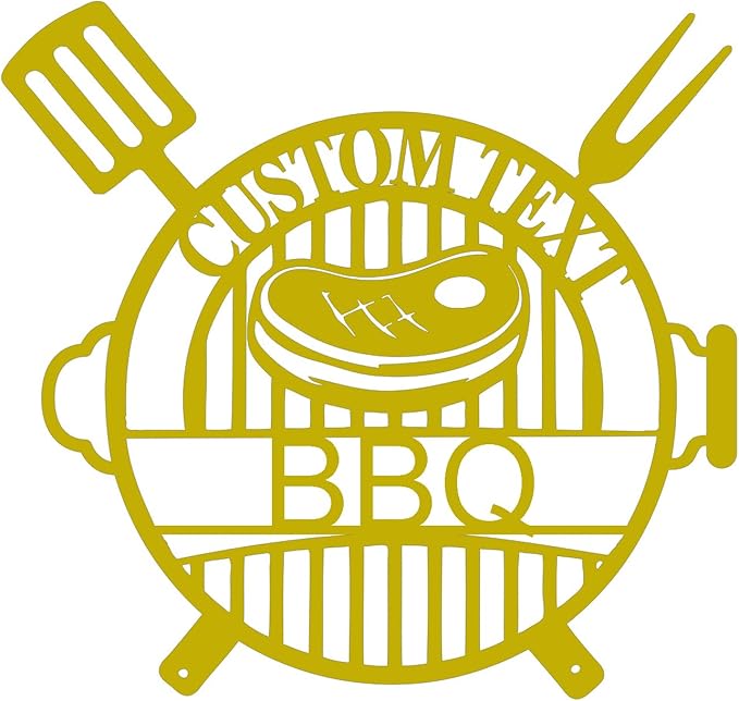 Custom BBQ Metal Sign, Personalized Grill Name Plate with LED Light, 1.2MM Thick Magnetic Installation, Unique Gift for Chefs & Backyard Kitchen Wall Decor (Style B)