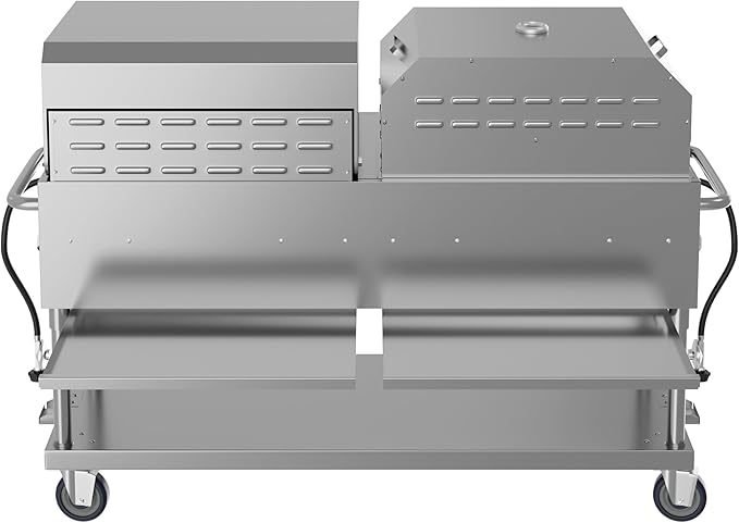 60 in. 8-Burner Commercial Outdoor Propane Gas Grill With 30 in. Roll Dome Cover and 30 in. Pizza Oven in Stainless-Steel, ETL Listed (CGKIT6-D30P30)