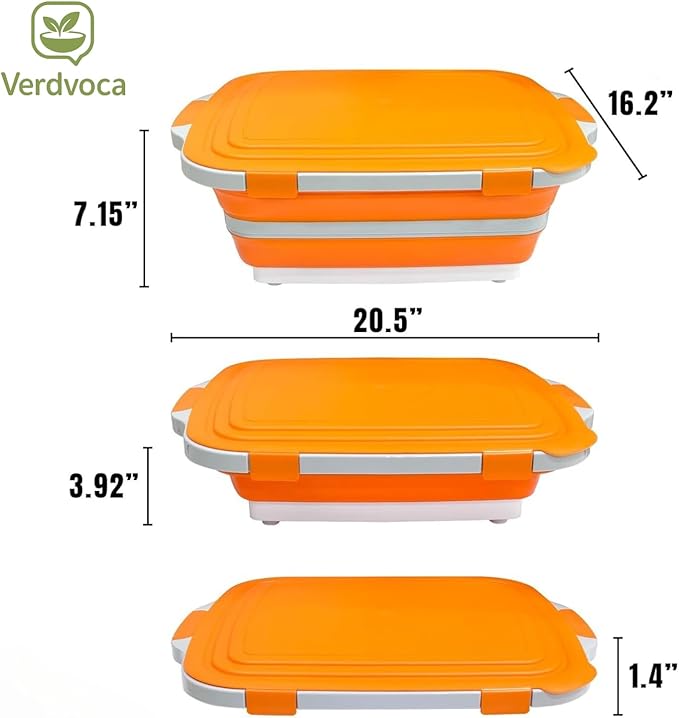 16L Orange Collapsible BBQ Prep Tub with Locking Lids & 21 Inch Oxford Black BBQ Blanket for Resting Meat