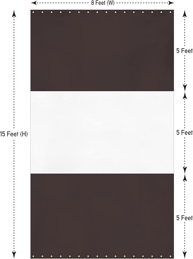Covers & All Outdoor Clear Panel Curtain, 12 oz Vinyl Outdor Curtains for Patio, Waterproof & Weather Resistant Tarp with Brass Grommets for Pergola, Porch, Gazebos, Balcony (15'H X 8'W feet, Coffee)