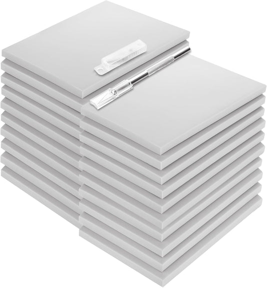 20 Pcs Linoleum Blocks for Printmaking 4x6 - Rubber Carving Block - Printmaking Supplies with Carving Knife, Soft and Easy to Carve, Gray