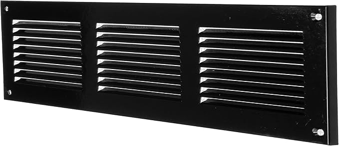 Repa Market 12x4 Inch Air Vent Cover/Black Galvanized Steel Louvered Grill Cover with Mesh Screen/Wall or Ceiling Vent/Durable Flush Mount HVAC Register for Indoor and Outdoor Ventilation