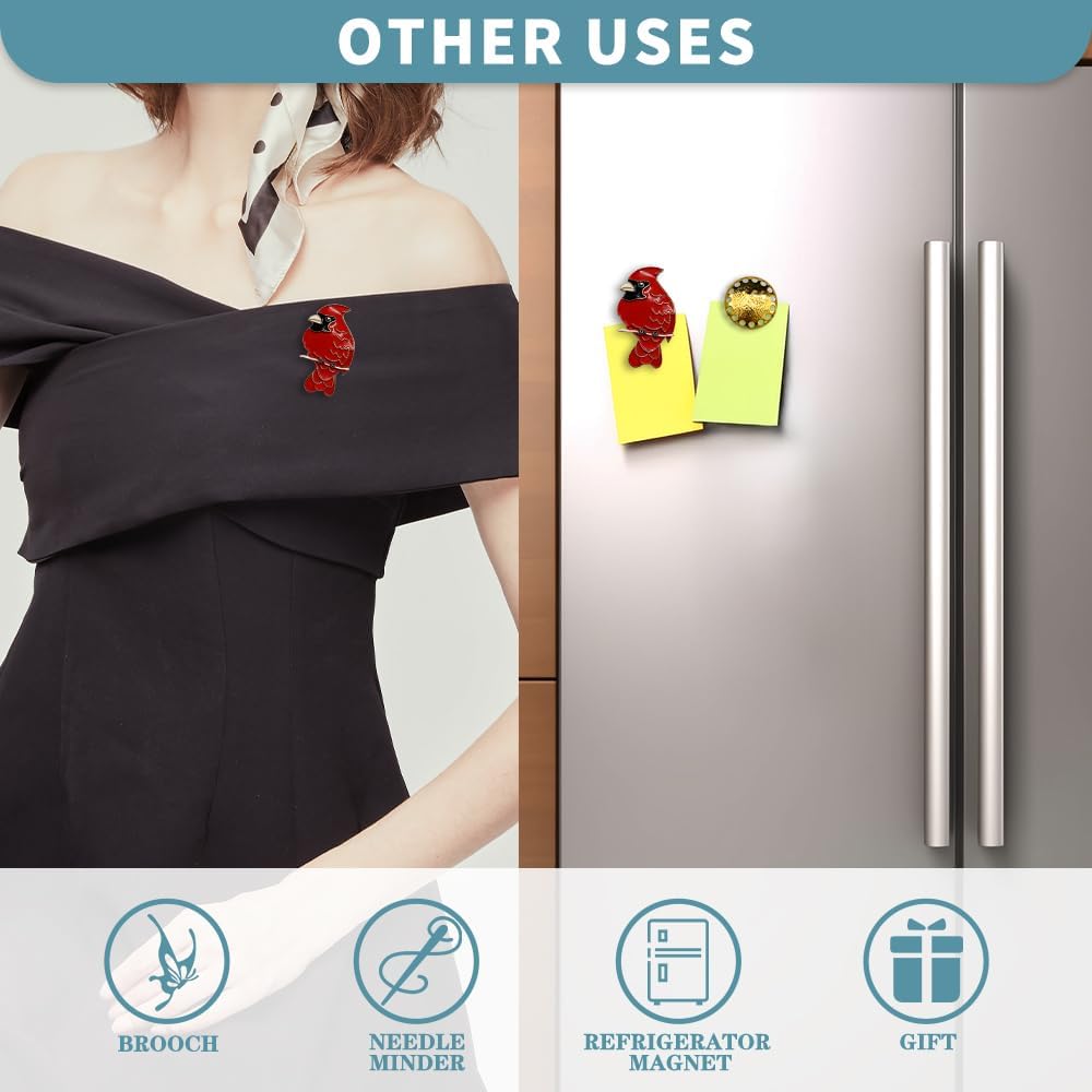 Magnetic Needle Minder Magnet Embroidery Accessories and Supplies Embroidery Needle Holder Cross Stitch Holder Needlework Supplies (Cardinal) (Brid)