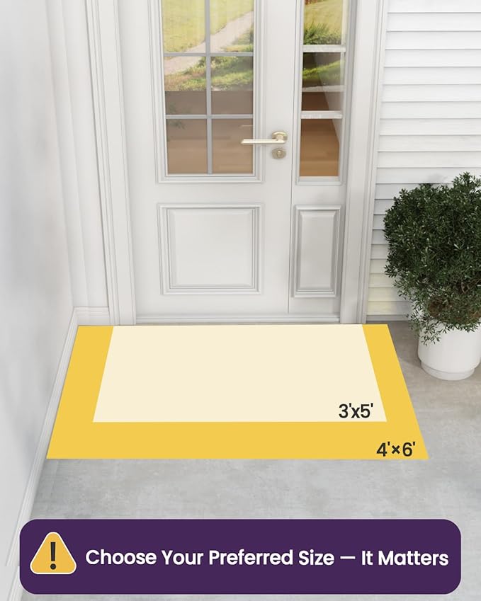 DEXI Front Door Mat Outside Entrance, 3x5 ft Rubber Entry Doormat Heavy Duty, Welcome Mats Non Slip for Inside House Floor Entryway Back Doors Exterior Patio, Diamond Brown