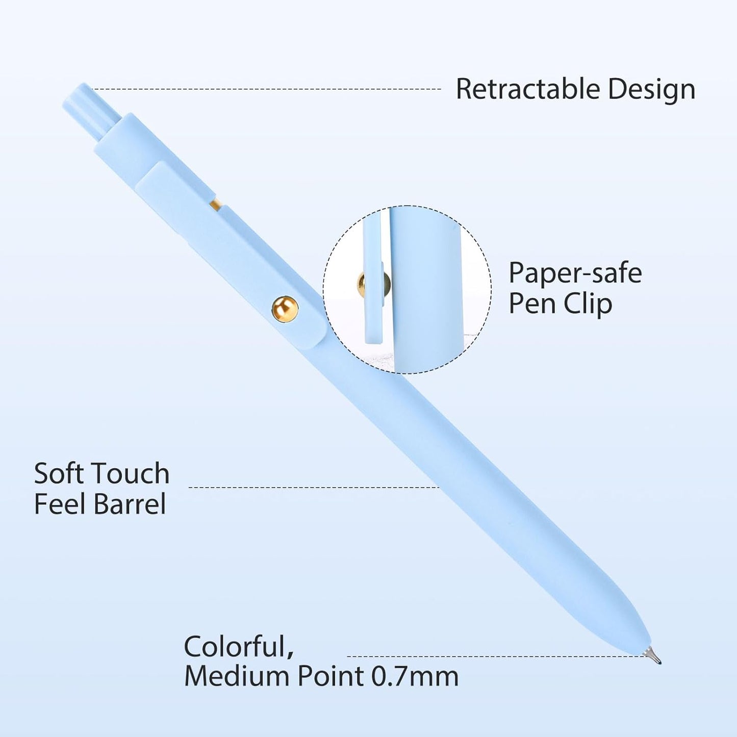 FIOVER Colored Pens, 12 Pack Colorful Gel Pens, Quick-Dry 0.7mm Medium Point for Journaling, Note Taking, Doodling, Aesthetic Office School Supplies, Gifts for Women Men(12PCS Multiple Colors)