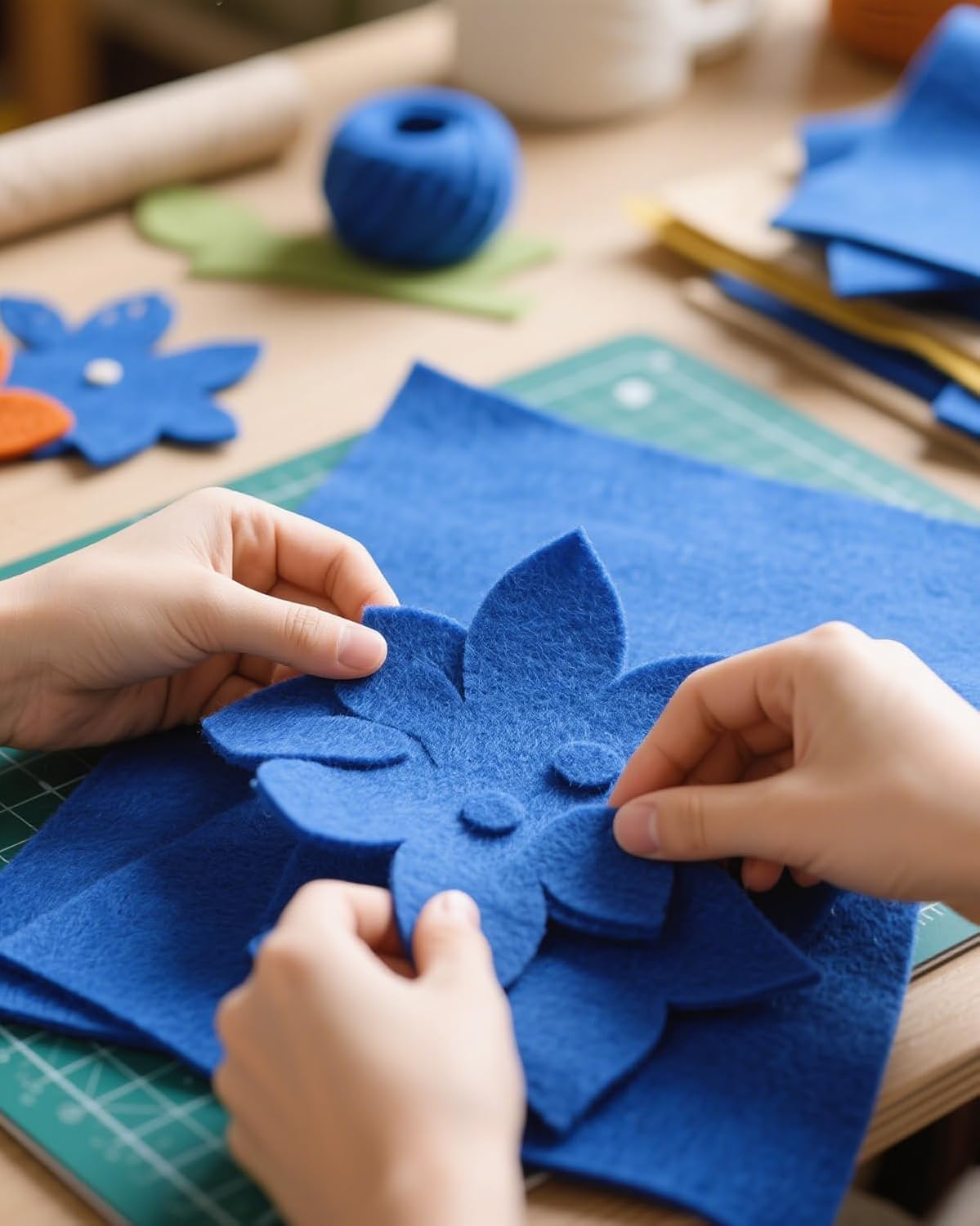 Blue Stiff Felt Sheets for Craftes, 24 Pcs 8 x 12 Inch 1mm Stiff Felt Fabric Sheet Assorted Blue Colors for Craft Supplies