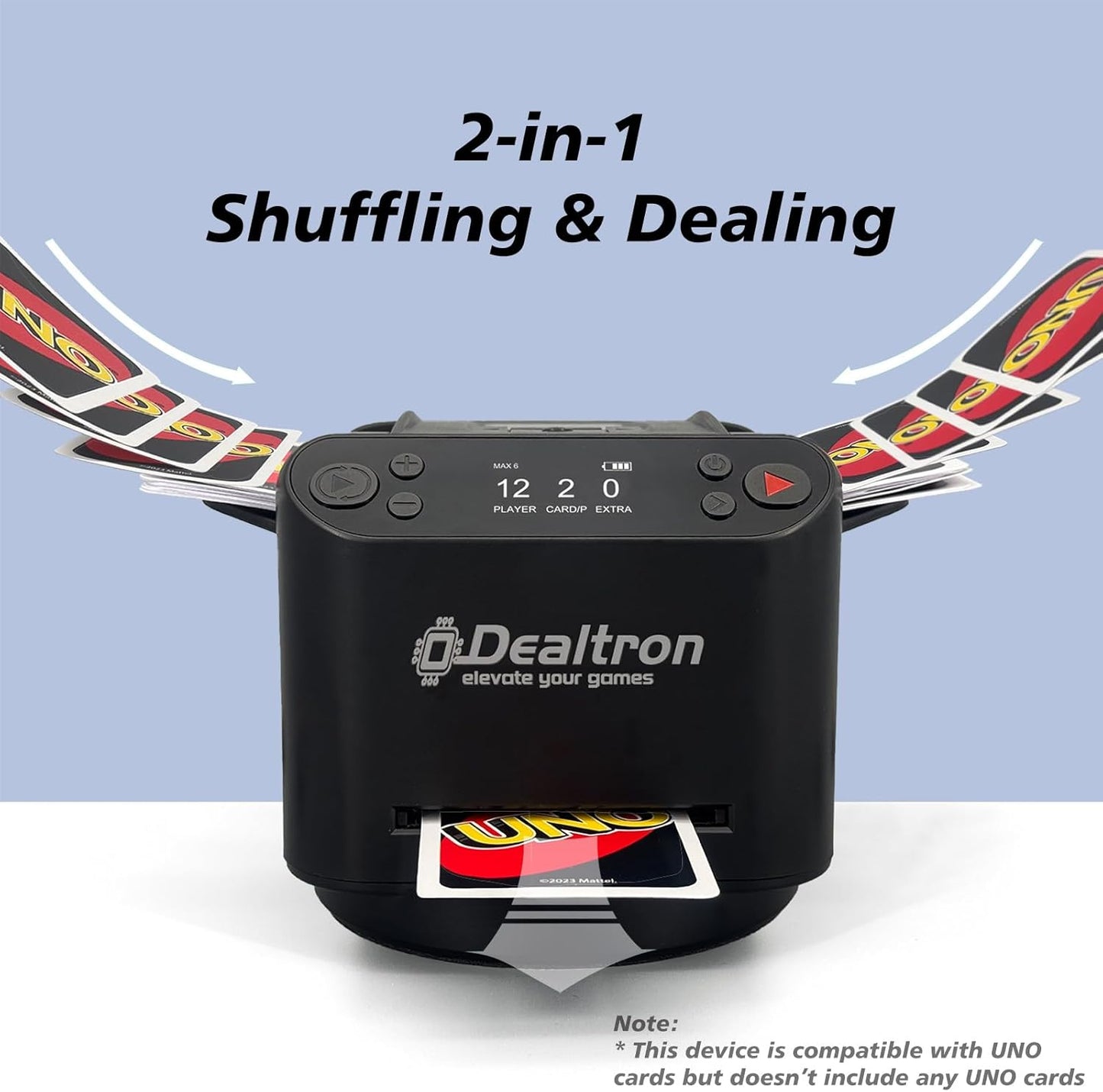 All-in-One Automatic Card Shuffler and Dealer,with 4 Remotes,Programmable Dealer,Card Shuffler 2 Deck,360° Rotation,Ultra Quiet,Rechargeable,up to 12 Players,for All Card Games (Jet Black)