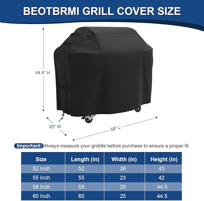 58 Inch Grill Cover for Outdoor Grill, Heavy Duty BBQ Grill Cover for Weber Genesis 300 & Genesis II 300 Series Grills, Waterproof & Weatherproof with Adjustable Straps, Fits for Weber 3 Burner Grill