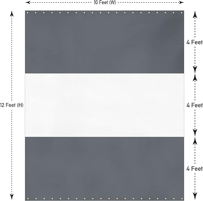 Covers & all Outdoor Clear Panel Curtain, 12 oz Vinyl Outdor Curtains for Patio, Waterproof & Weather Resistant Tarp with Brass Grommets for Pergola, Porch, Gazebos, Balcony (12' H x 10' W feet, Gray)