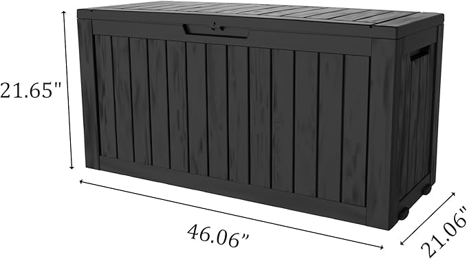 75 Gallon Deck Box, Resin Outdoor Indoor Waterproof Storage Box, Lockable Storage Box With Handle for Patio Furniture - Garden Tools - Swimming Pool Tools UV-Resistant, Black