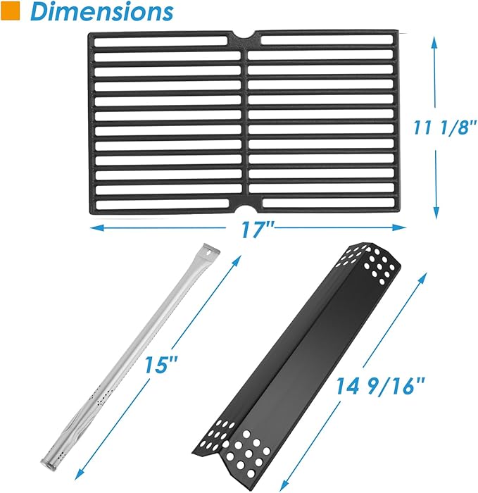 Replacement Parts for Nexgrill 720-0896B 720-0896E 720-0896C 720-0896X Deluxe 6-Burner Gas Grills, Cooking Grate, Heat Shield Tent and Burner for Nexgrill Replacement Parts 6 Burner