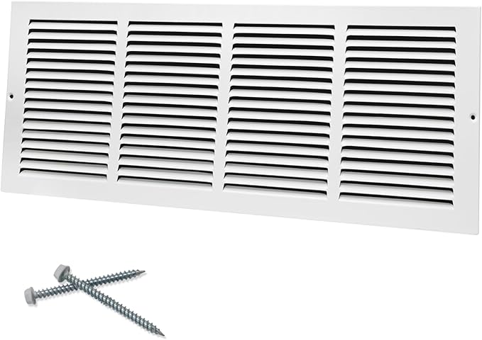 24"W x 8"H [Duct Opening Size] Steel Return Air Grille, Air Return Vent Cover for Ceiling and Sidewall - HVAC Air Vent Covers - [Outer Dimensions: 25.75"W x 9.75"H]