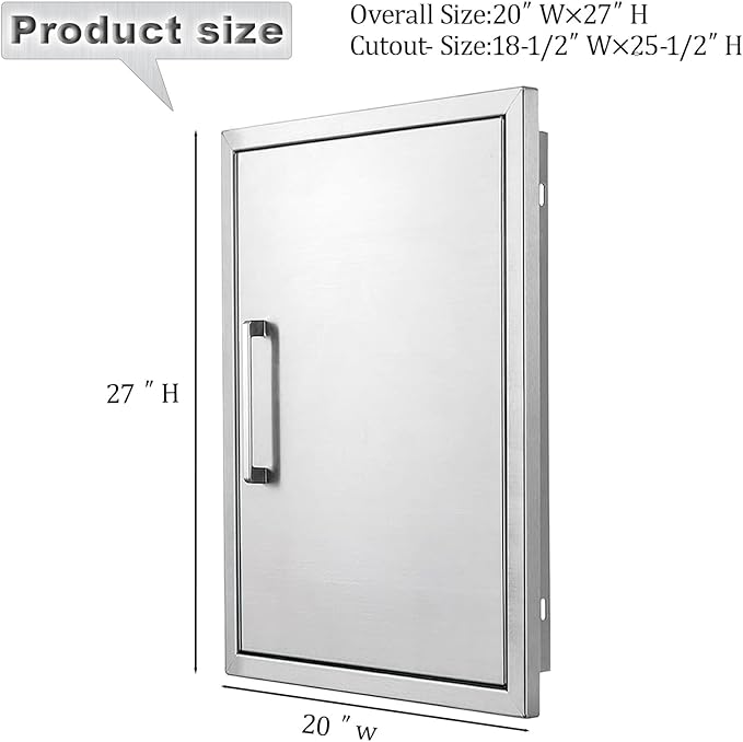 Outdoor Kitchen Door, 20 "W27 H Outdoor Kitchen Access Door, Stainless Steel Barbecue Single Door, Can Be Used for Outdoor Kitchen Island Or Outdoor Kitchen.