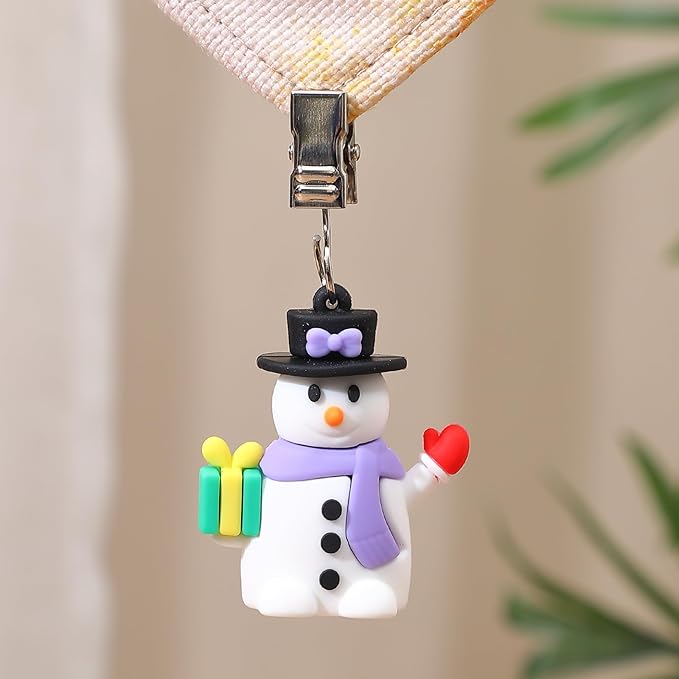 TwoFish Home Set of 4 Xmas Snowman Tablecloth Weight Clamps Decoration Xmas Snowman Tablecloth Weight Clamps Pack of 4