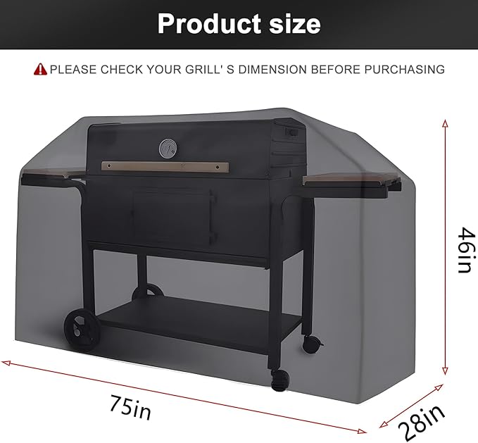 LBTING Grill Cover, 75-inch Heavy Duty 300D Oxford Waterproof Windproof UV Resistant BBQ Gas Grill Cover for Outdoor Barbecue Fit Most Brands Weber, Brinkmann, Char Broil, Holland