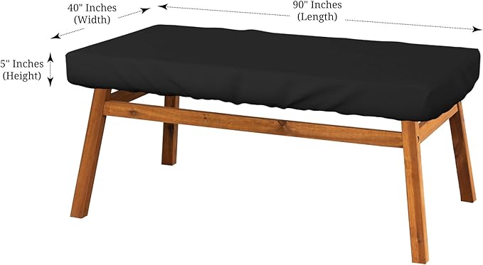 Covers & All Rectangle Table Top Cover, 12 Oz Waterproof UV & Weather Resistant Patio Table Cover, Outdoor Table Cover for Patio Furniture (90" L x 40" W x 5" H, Black)