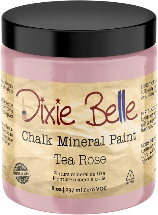 Dixie Belle Paint Company Chalk Finish Furniture Paint - Tea Rose (8 Fl Oz) - Matte Muted Mauve Chic Chalk Mineral DIY Furniture Paint