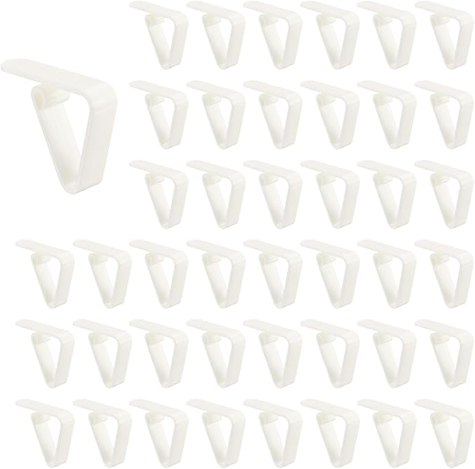 uxcell 48 Pack Plastic Tablecloth Clips, Table Cloth Cover Clamps Windproof Holder Clips 2.17" x 1.69" for Home Party Picnic Wedding Camping Dining Tables, White