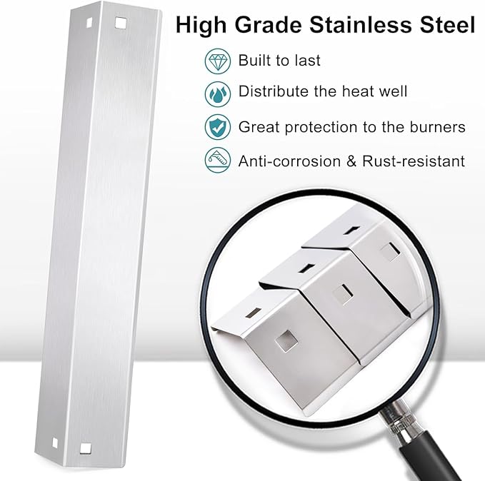 Criditpid Grill Replacement Parts for Char Griller 5050, 5650, 3001, 3030, 5072, 4000, King Griller 5252 Gas Grill, Cast Iron Grill Grates and Heat Plates Tent for Char-Griller Replacement Parts