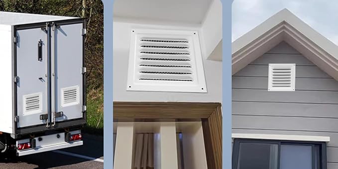 2pcs Attic Vent Soffit Vent Aluminum Wall Vent Metal Shed Vent Square Vent Louver Vent Grille with Built-in Insect Screen for Exterior Door House Attic Garage Ceiling (White 10" x 10"-2 Pack)