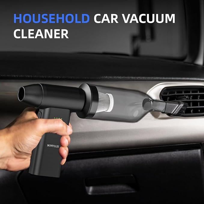 Electric Compressed Air Duster Mini Blower Cordless with Mini Vacuum Lighting 180,000 RPM Cleaner 5 Speed Handheld 3 in 1 USB-C for Computers Keyboards Electronics Home Car BBQ Grill