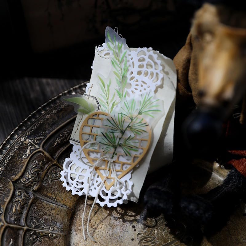 Vintage Vellum Stickers Floral Plants Elements Scrapbooking Supplies Flowers Botanic Natural Translucent Paper Self-Adhesive Junk-Journal Items (Spring Plants)