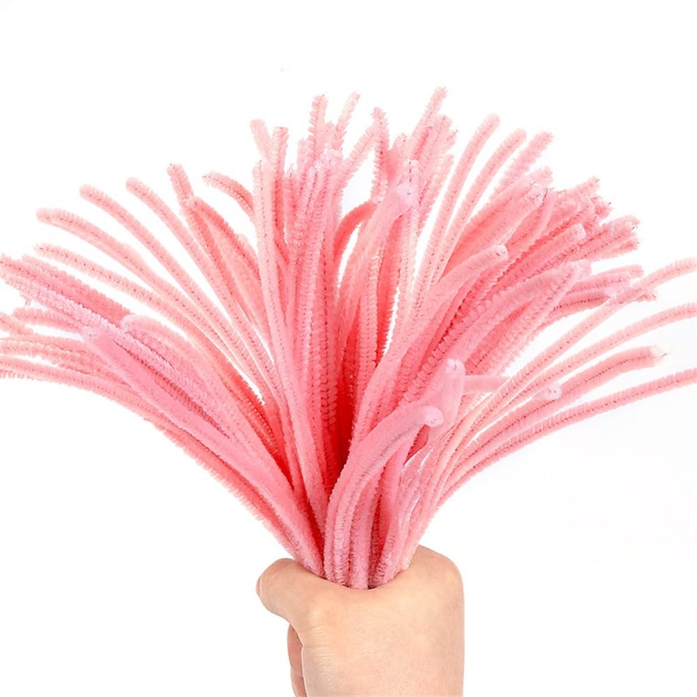 100 Pieces Pipe Cleaners Chenille Stem, Pastel Pink Color Pipe Cleaners Set for Pipe Cleaners DIY Arts Crafts Decorations, Chenille Stems Pipe Cleaners (Pink)