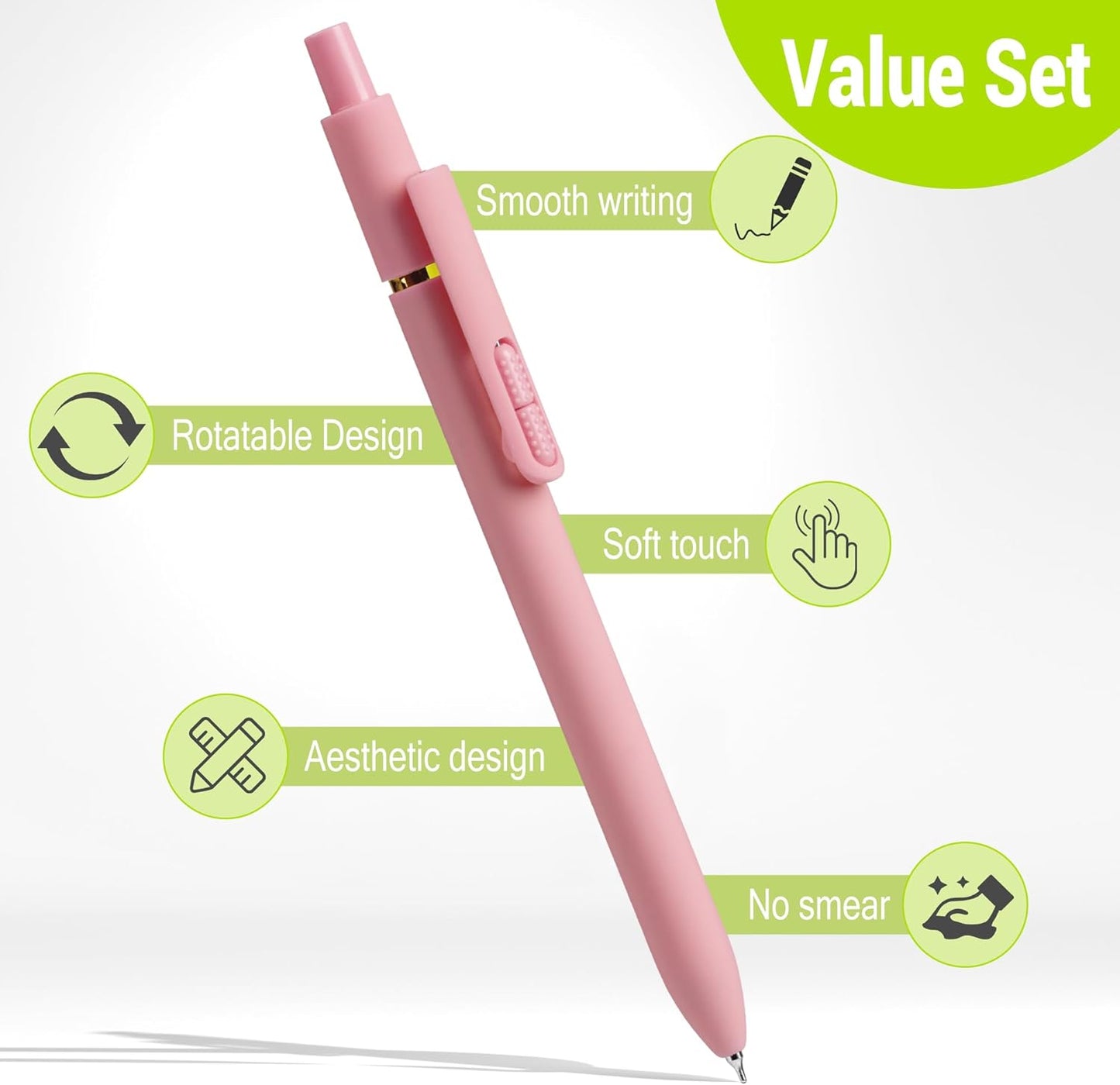 inkipen- 8 Pack Pens, Gel pens Black Ink, Fine Point(0.5mm),Quick-Drying Smooth Writing,School and Office Supplies