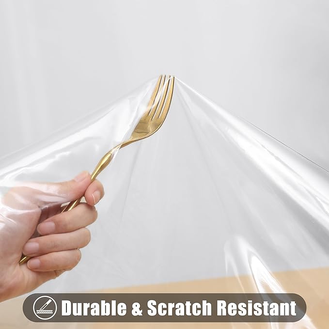 Smiry Rectangle Table Cloth 60x84 Inch, Waterproof Wipeable Vinyl Tablecloths Protector, Oil Spill Proof Plastic Table Cover for Dining, Picnic, Camping, Outdoor, Clear