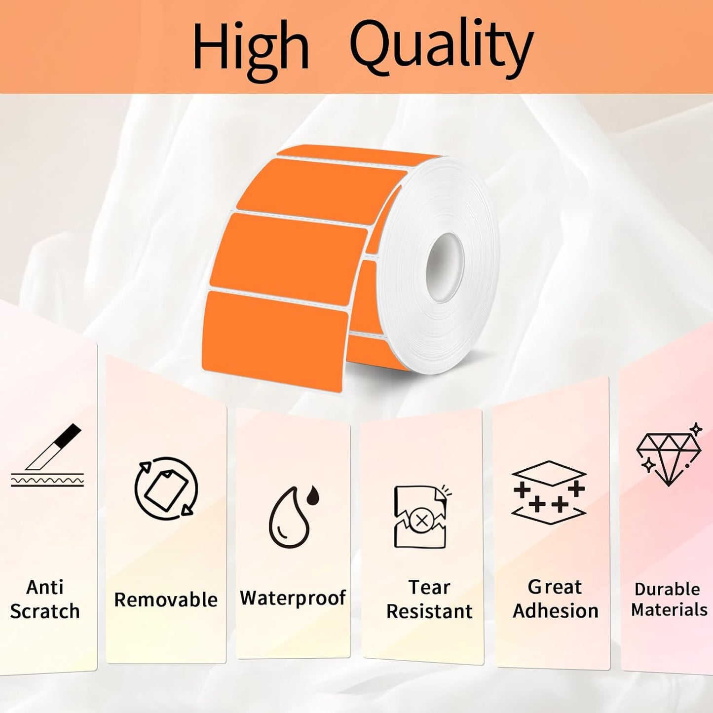 STARLIBOO 3x2 inch Color Direct Thermal Label Stickers for Shipping, Barcode, Address, Compatible with Rollo Label Printer & Zebra Desktop Printers (Orange)