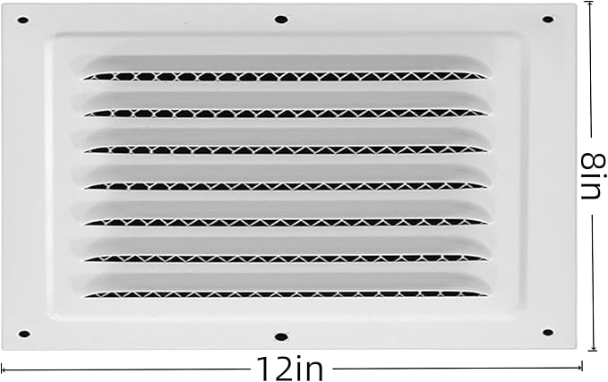 2pcs Attic Vent Soffit Vent Aluminum Wall Vent Metal Shed Vent Square Vent Louver Vent Grille with Built-in Insect Screen for Exterior Door House Attic Garage Ceiling (White 12" x 8"-2 Pack)