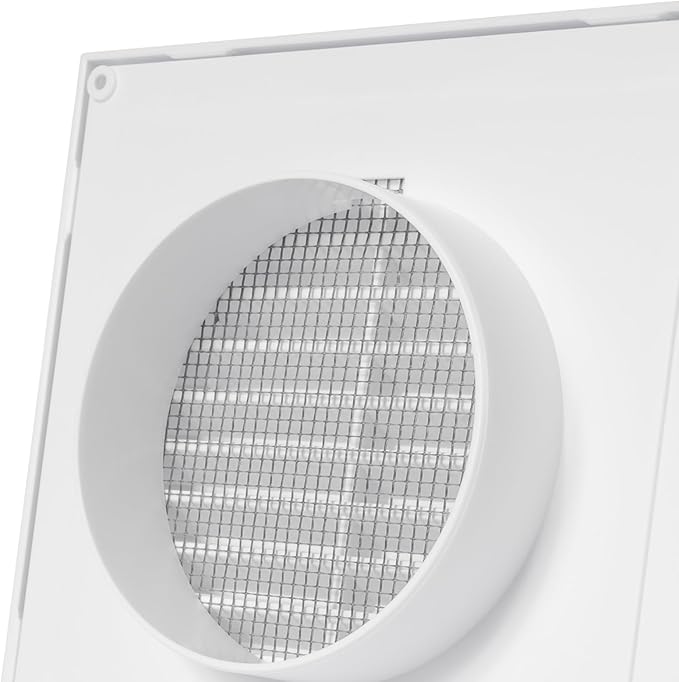 White 4" Inch Ventilation Grille - Inside/Outside use - (Flange 3.9"Ø/Cover 6.7"x6.7") - Air Vent Louver - Exhaust Hood - Available 3 Sizes / 4 Colors, White