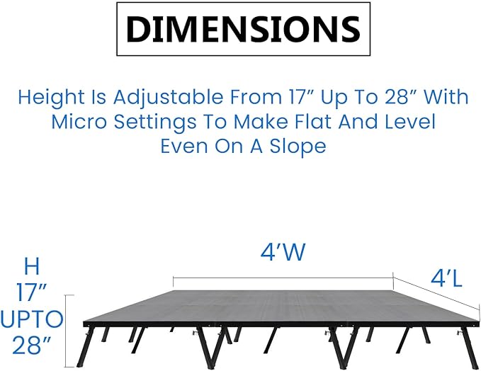 16'x24' MyStage 24 Portable Stage -Performance Floor Versatile Platform Modular System Stage - DJ, Drum, Camera Stage Riser -Compact & Stable, Easy to Carry, Assemble & Transport