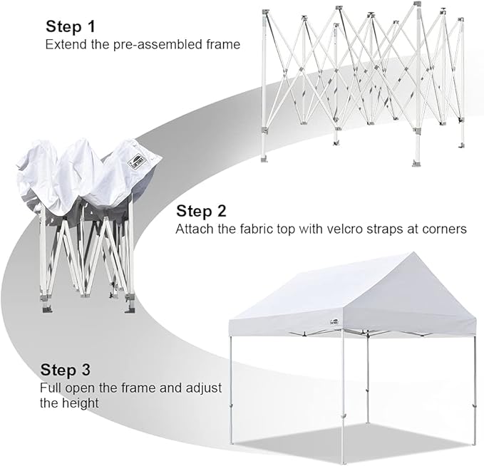 Eurmax USA Patented 10x10 Pop Up Canopy Tent Party Tent Commercial Instant Canopies Shelter with Heavy Duty Roller Bag,Bonus 4 Sand Bags (Snow White)