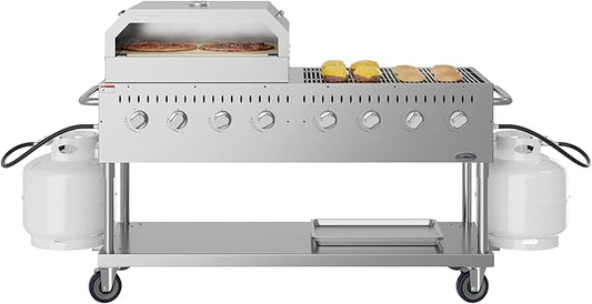 60 in. 8-Burner Commercial Outdoor Propane Gas Grill with 30 in. Pizza Oven in Stainless-Steel, ETL Listed (CGKIT6-P30)