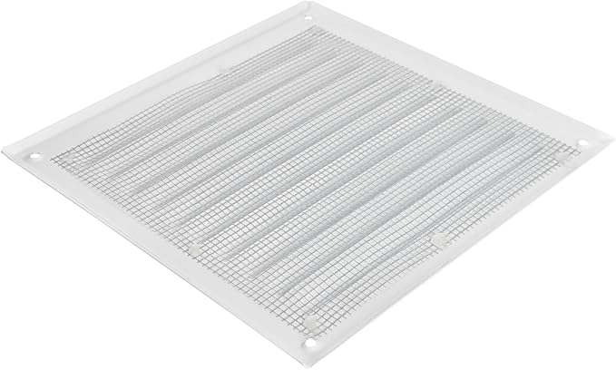 Square Ventilation Grille / 6" x 6" Inch Inside Measurement/White Metal Air Vent Louver - Inside/Outside use - / 7.7" x 7.7" Inch Outer Measurement