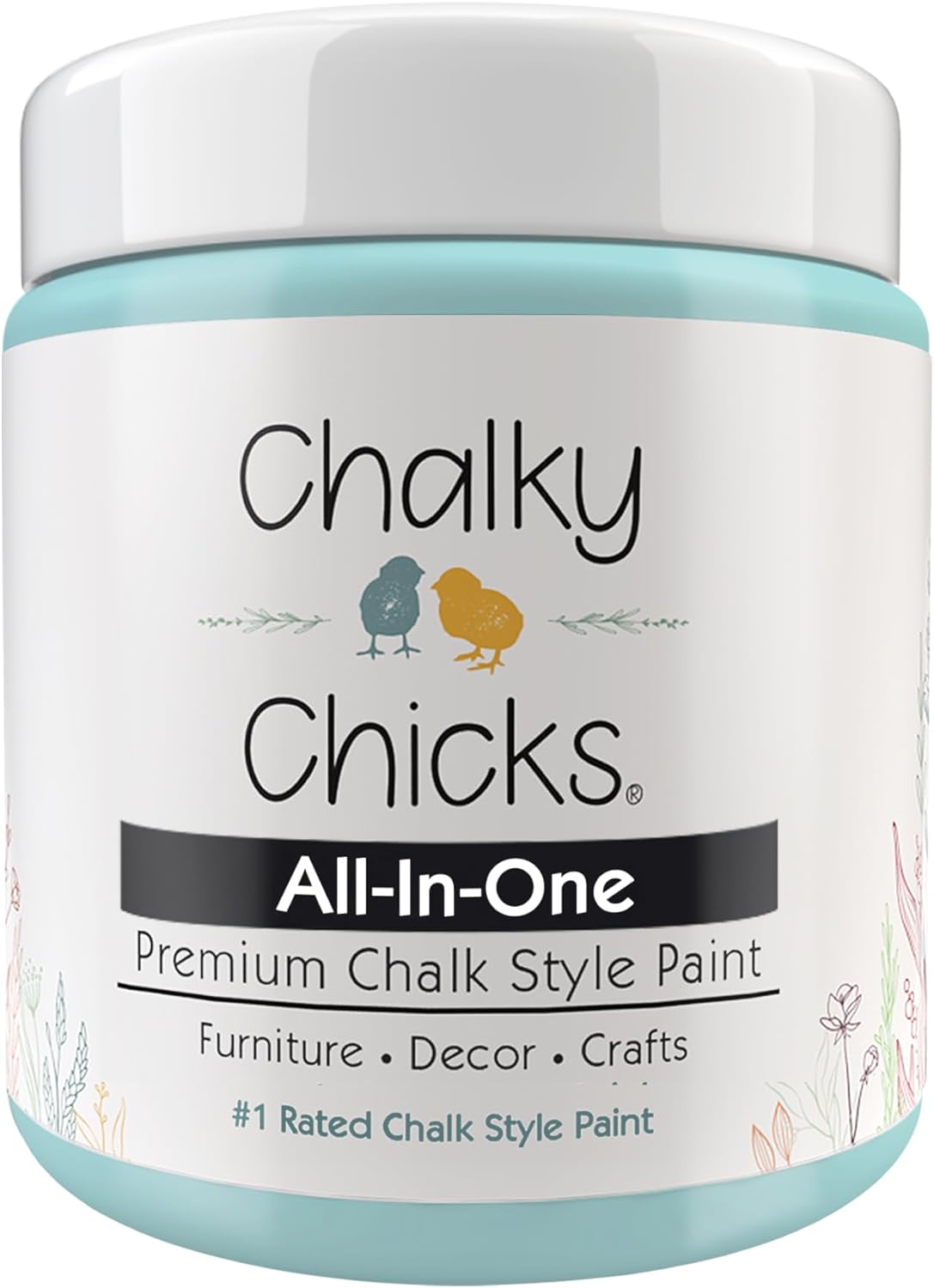 Chalky Chicks All-in-One Chalk Paint for Furniture or Cabinet - 8 Fl Oz - Matte Finish Rain Drop (Light Blue) for Metal, Wood Furniture Paint - No Sanding All-in-One for Home Decor & Crafts, USA Made
