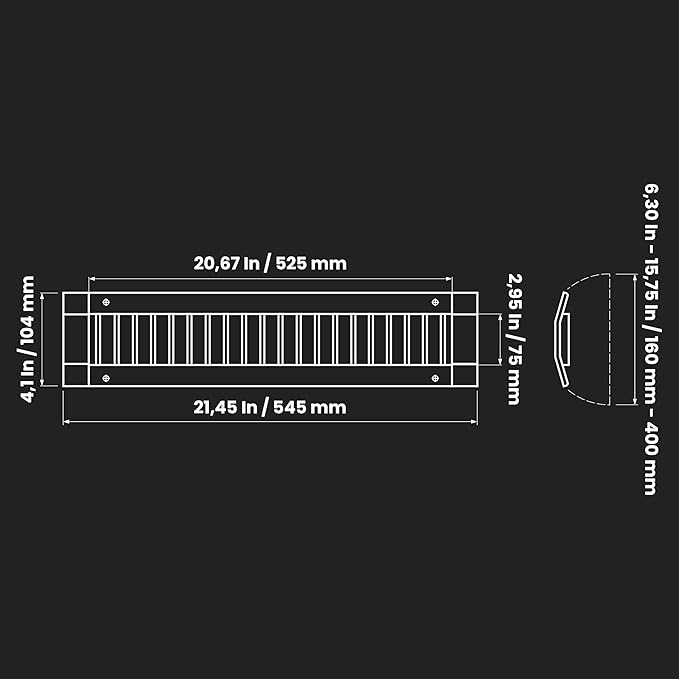 Repa Market 21" x 3" Inch Air Grille for Round Spiral Ducts - Adjustable Single Louvre Blade - Galvanized Ventilation Cover - Side Fit Round Surface Canal Ducting from 7" to 15.75" Inches