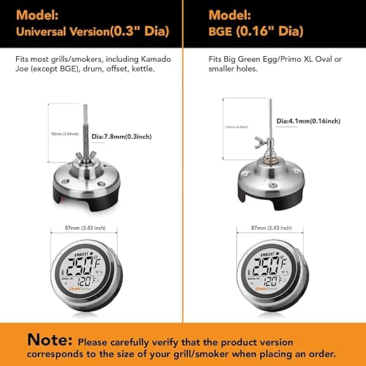 ProTemp S1 Patented Smart Grill Gauge Thermometer Hub Wi-Fi and Bluetooth for Weber Kamado Joe Grills Smoker Offset Replacement Accessories (Universal Version 3.5"length 0.3"Dia not for Big Green Egg)