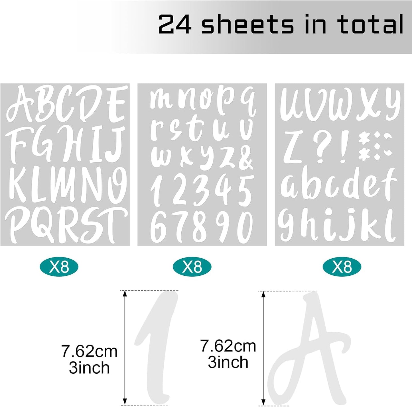 Outus 576 Pieces 8 Sheets Letters Stickers Self Adhesive Vinyl Letter Alphabet Number Stickers Mailbox Numbers Sticker, Decals for Classroom Decor, Sign, Door(White,3 Inch)