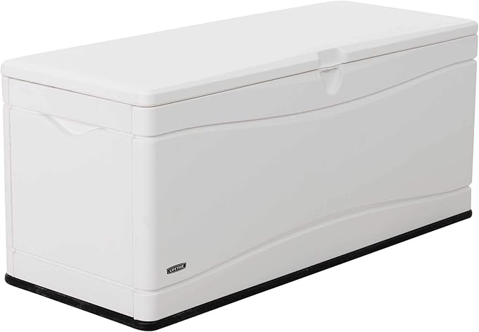 LIFETIME Outdoor Storage Deck Box, 130 Gallon, Arctic White, Lockable, UV-Protected, for Decks and Marine Docks