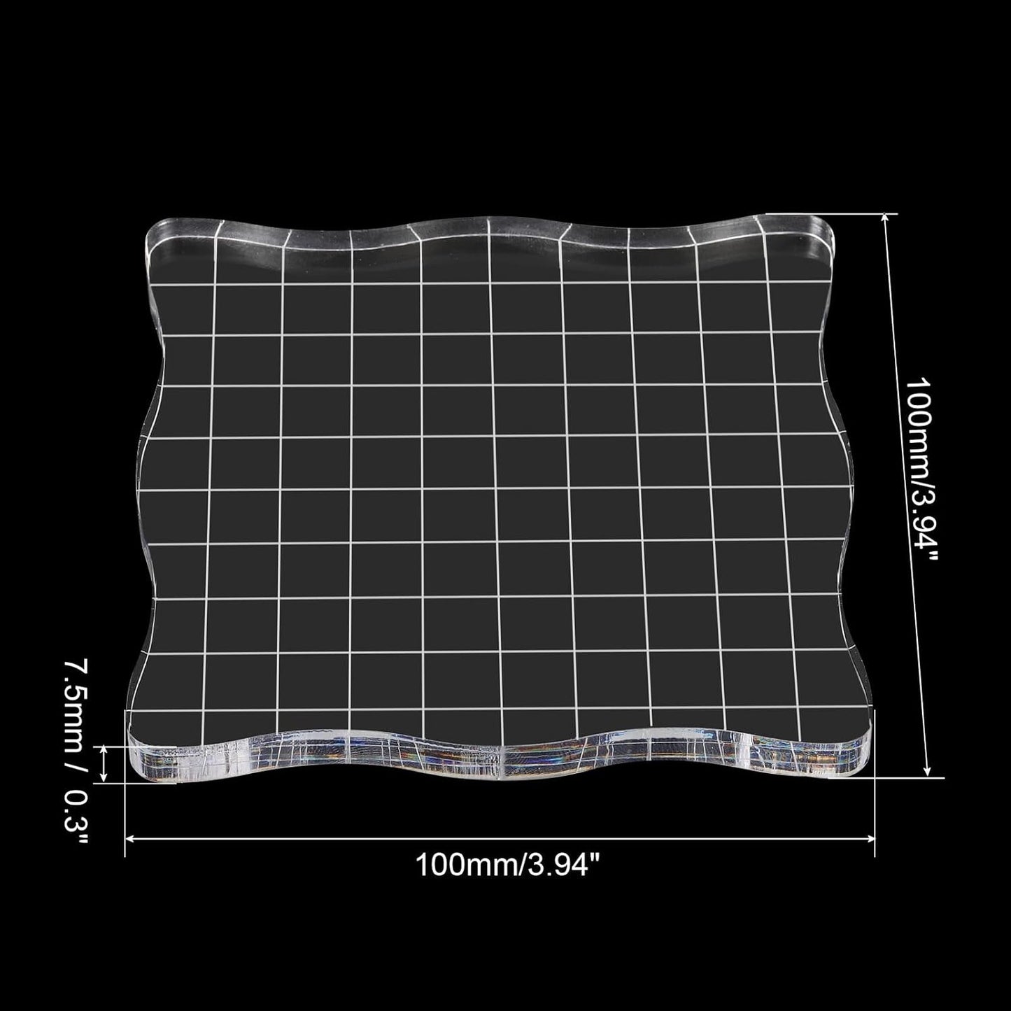 PATIKIL 4" x 4" Acrylic Stamp Block, 2 Pack Clear Stamping Block with Grid Lines Decorative Mounting Blocks Wave for Scrapbooking DIY Crafts Card Making